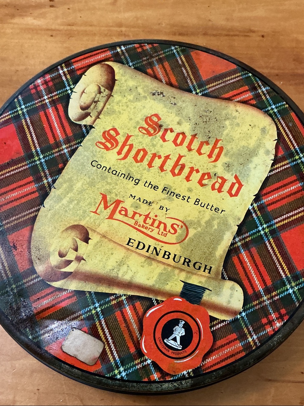 Vintage Martin’s Bakery Edinburgh Shortbread Tin Tartan Vintage Kitchen